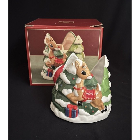 LENOX Rudolph The Red Nosed Reindeer Ceramic Porcelain Votive Candle Holder - Picture 1 of 11